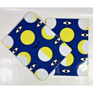 Ikea Glodande Trivets Walter Van Beirendonck Blue Yellow Eyes Ceramic Set of 2